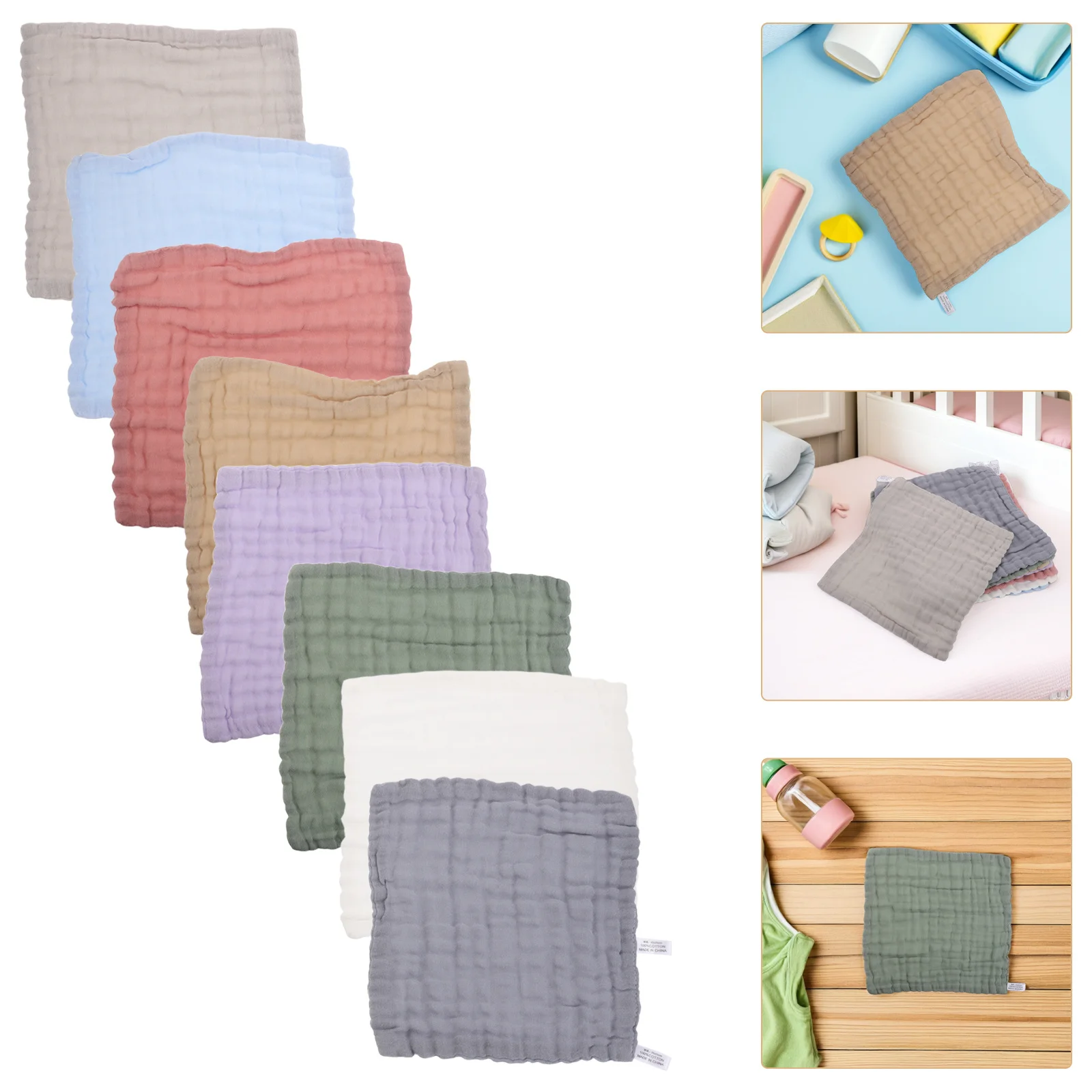 

8Pcs Soft Baby Muslin Burp Cloths 6 Layer Absorbent Cotton Dribble Bibs Newborn Feeding Teething Infant Face Towels Muslin Bath