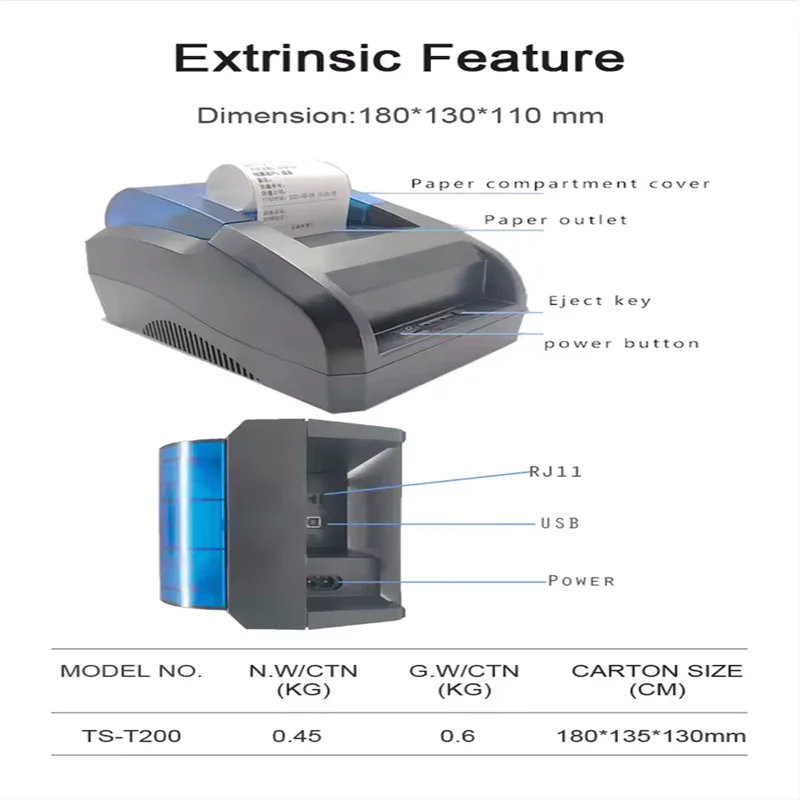 

90mm/s Impresoras Pos De Recibos Digital Sticker Multifonction USB Wireless Restaurant Thermic Printer
