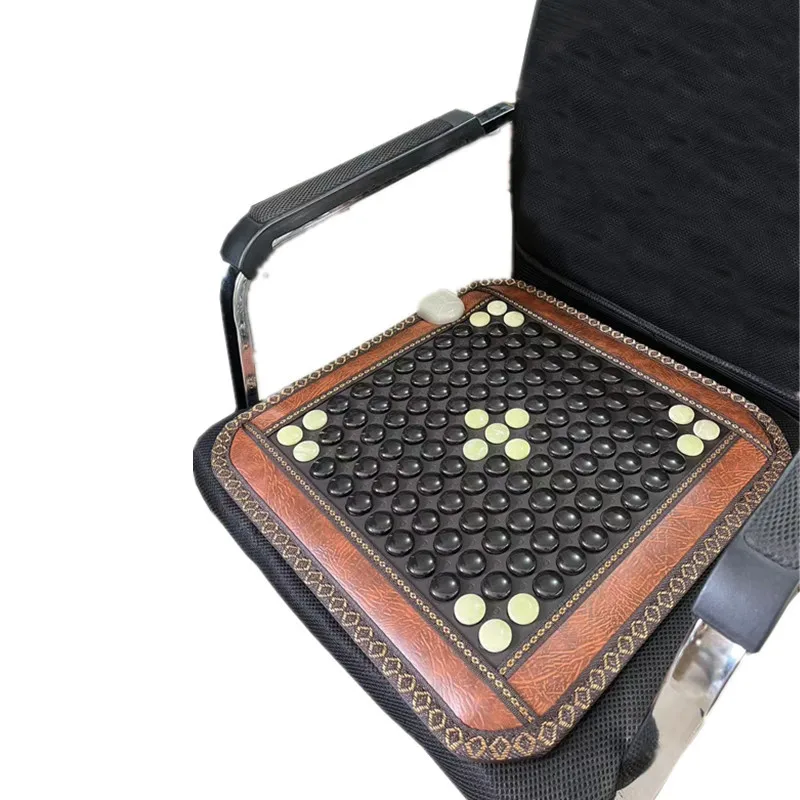 45cm Natural Cool Jade Tourmaline Electric Heating Therapy Mat Car Office Seat Cushion Pad Relax Hip Back Pain Relief