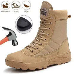 Men's Steel Toe Boots Outdoor Tactical Hiking Desert Boots Men Stab-proof Smashing Work Safty Shoes Wear Protection Shoes