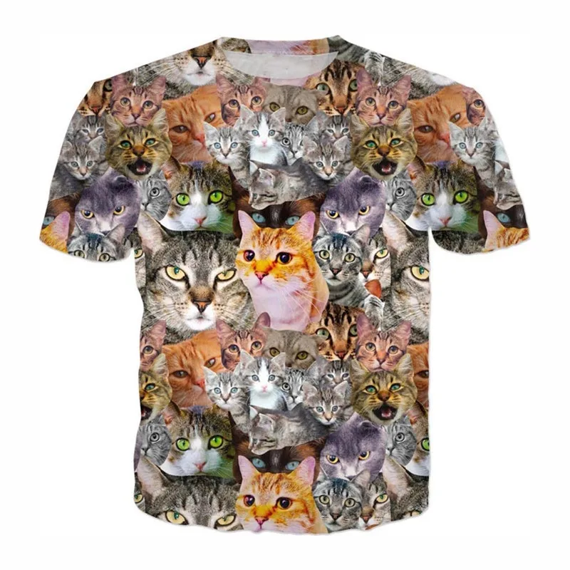 New Funny Animal Cat Dog graphic t shirts Summer Fashion Casual Trend Interesting Round Neck Tees 3D Printed streetwear Tops