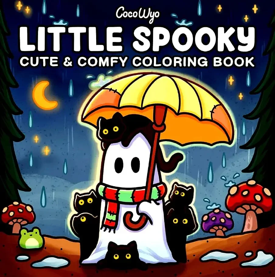 Little Spooky: Coloring Book Featuring Cute Creepy Creatures in Cozy Hygge Moments for Relaxation Paperback