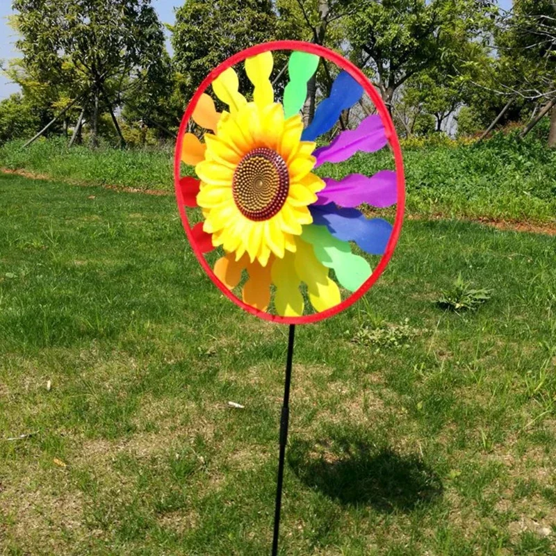 10 stks Zonnebloem Windmolen Wervelende Wind Spinner Home Yard Garden Decor kinetische wind spinners kids fan pinwheels Kids Kinderen Speelgoed