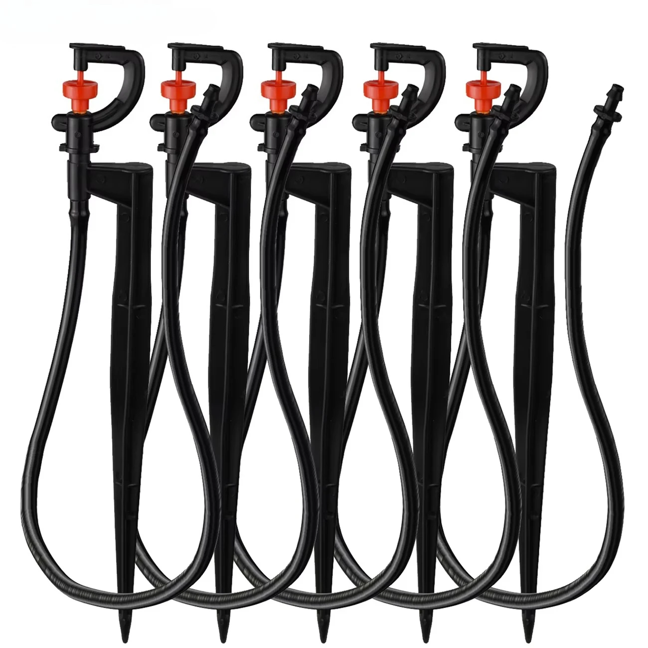 5pc 360° Rotating Micro Watering Irrigation Sprinkler Sprayer on 20cm Stake 1/4