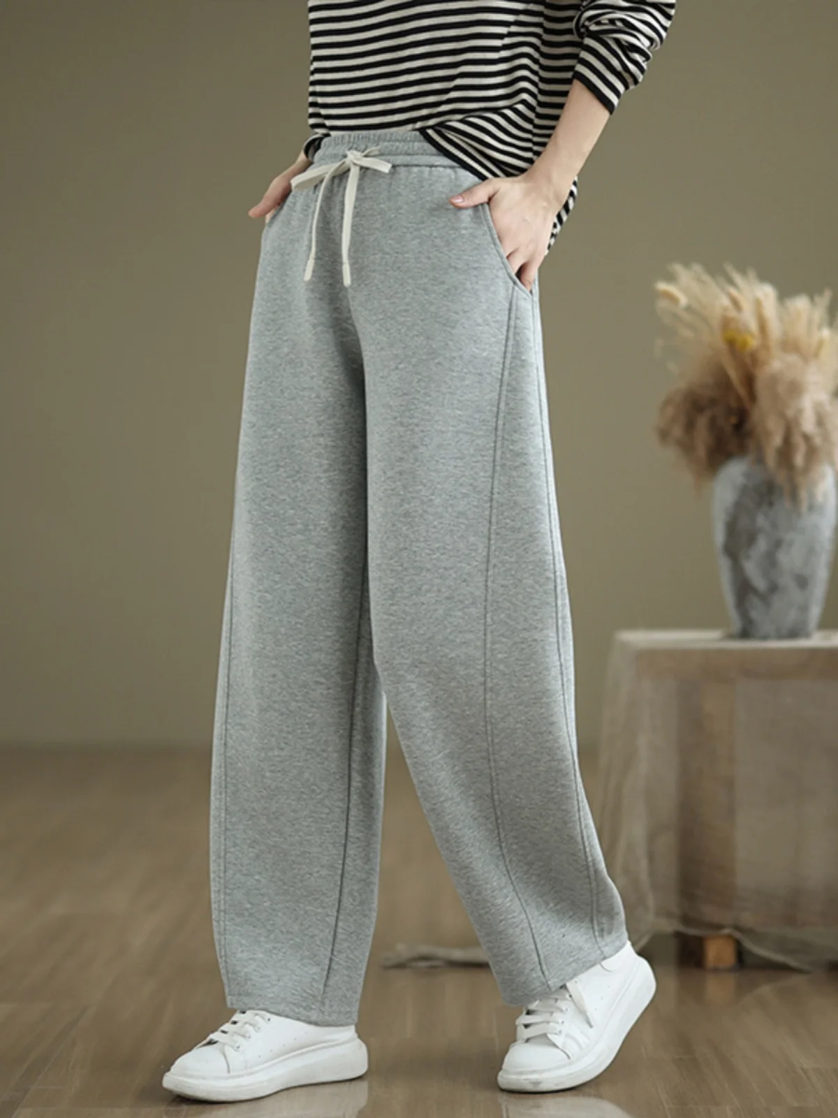 

ay Narrow Bananas Pants Women's Spring Autumn Loose Wide Leg Scythe Sweatpants Straight Casual Sports Trousers Trendy