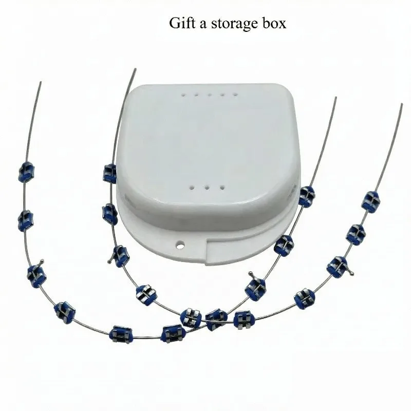 1Pair Temporary Tooth Decoration Dental Fake Braces with Metal Wires & Bracket Orthodontic Braces with Ligature Ties Dental