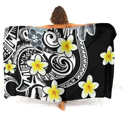 Samoa Island Club Ladies Sarong Shawl Custom Beach Apron Sunblock Coat Polynesian Flower Pattern Design New 2024