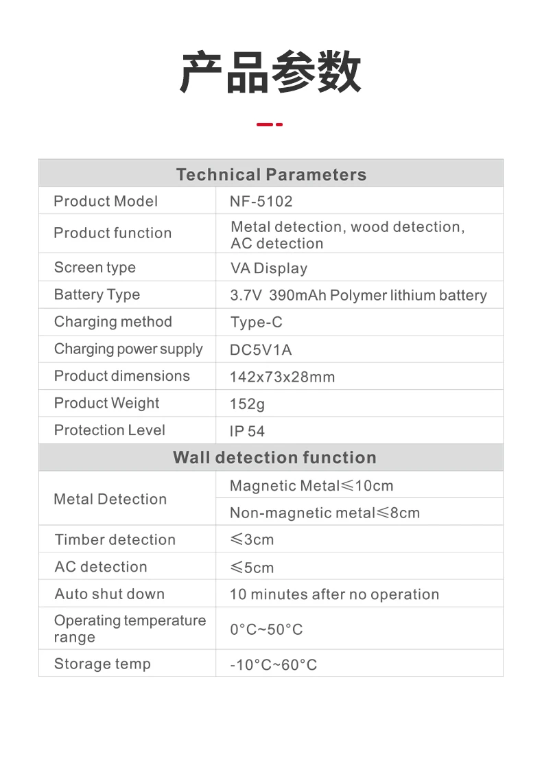 NOYAFA Metalldetektor Bolzensucher Holzbolzen Wandscanner Professioneller Live-Draht-Metall-Holzdetektor Elektrischer Box-Finder – Detail 15