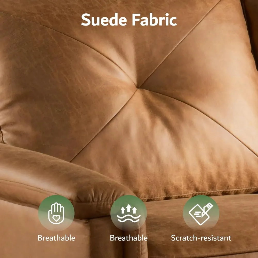 أريكة فاخرة بثلاثة مقاعد مع جلد صناعي، أريكة حديثة في منتصف القرن مع مسند ذراع مريح، أرائك مريحة بمقعد عميق، أريكة صغيرة #4