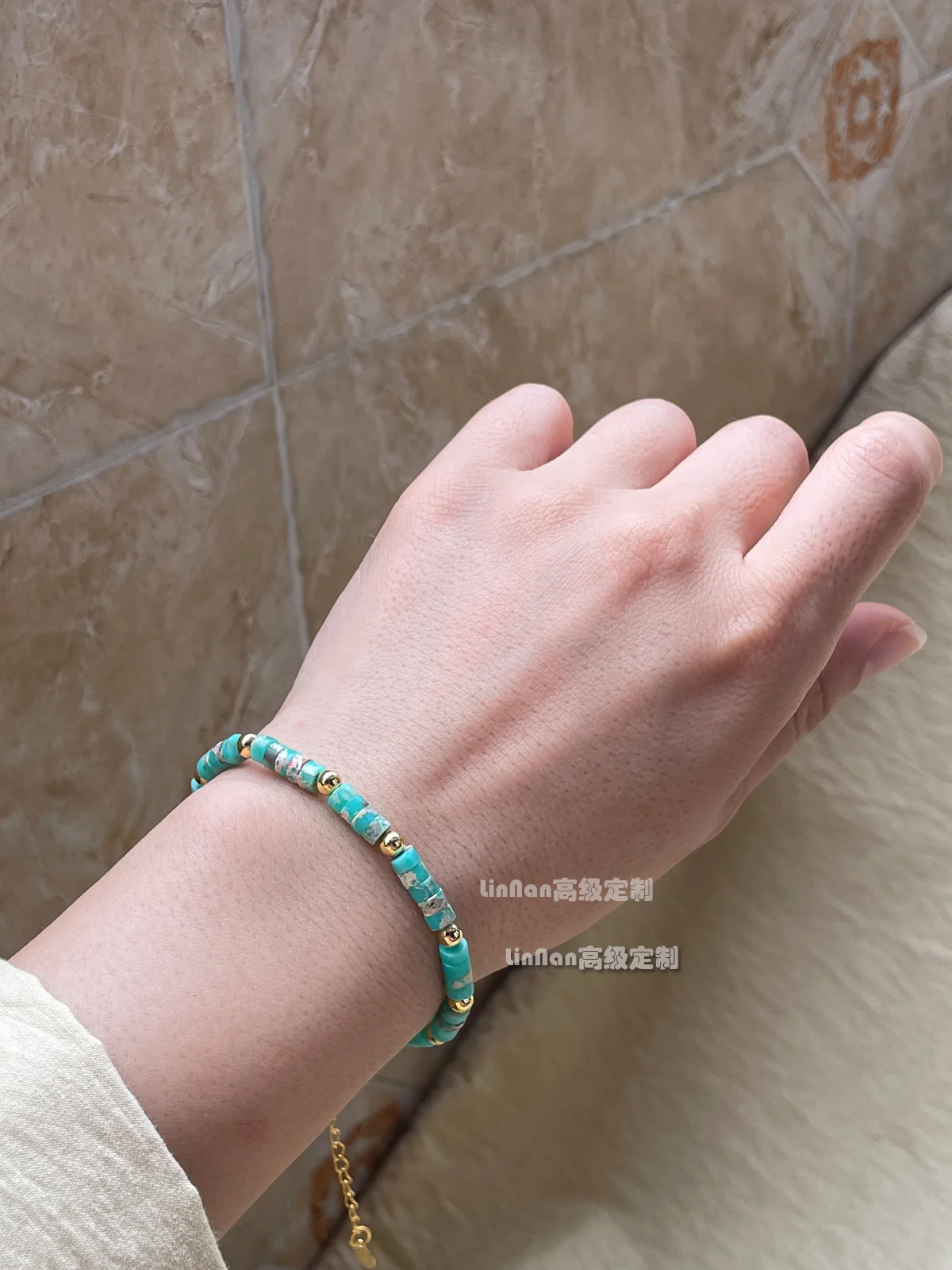 Linnan Advanced Custom Niche Exquisite High Sense Natural Turquoise Youth Fashion Bracelet Dopamine Bracelet