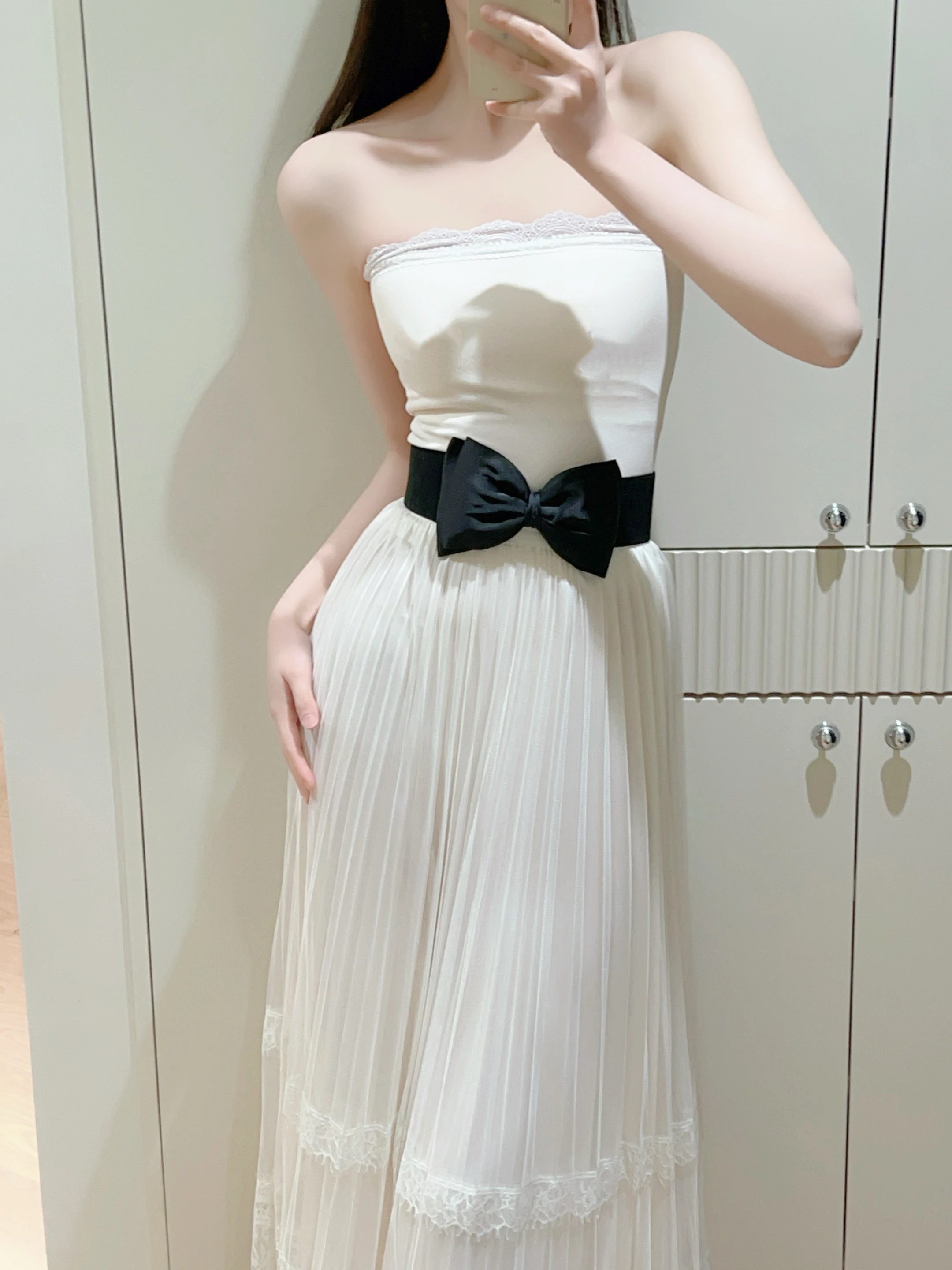 

Юбка-плиссе из кружева с двойным слоем, нежная, цвета водяного серебра, с эффектом лунного света, сатиновая отделка, для повседневной носки, весенний сезон