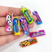 5pcs Funny Design Bubble Chewing Gum Resin Charms Mini Cartoon Sugar Candy Pendants Diy For Necklace Keychain Jewelry Make