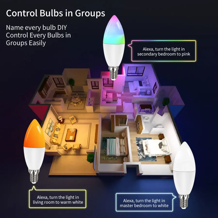 Tuya Smart WiFi LED Bulb E14 220V 5W 7W 9W Dimmable RGB Light Support APP Alexa Google Assistant Home Voice Control Convenient