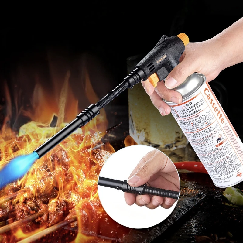 

Outdoor Welding Gas Torch Flame Gun Nozzle with Tube Butane Burner Camping Lighter Flamethrower Cooking Welding Equipment