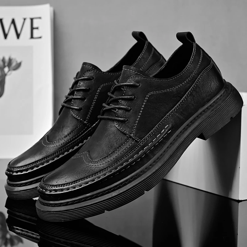 Men Spring Autumn Thick Soled Business Casual Shoes Breathable Comfortable Daily Commuting Young  Fashionable Shoes