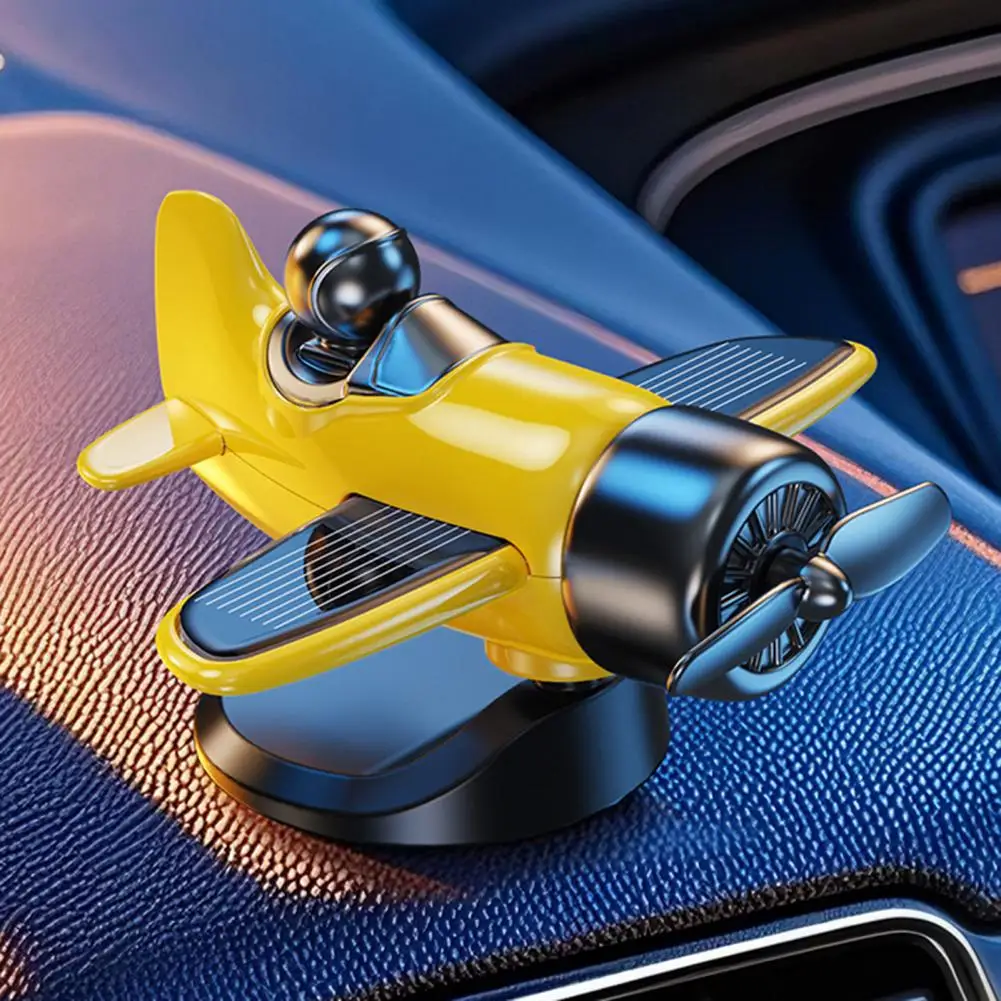 

Airplane Car Decor 360-degree Rotation Car Ornament Solar Powered 360-degree Rotating Airplane Car for Dashboard Ornament