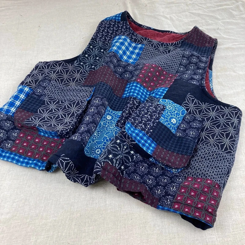 

Women Cotton Linen Casual Vest Coats New Arrival 2025 Autumn Vintage Style O-neck Floral Print Female Thick Warm Pullovers M2129