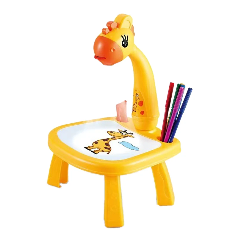 

Kids Drawing Desk with Giraffe Projector Educational Toys Machine with Function Detachable Projection Painting Table(A)