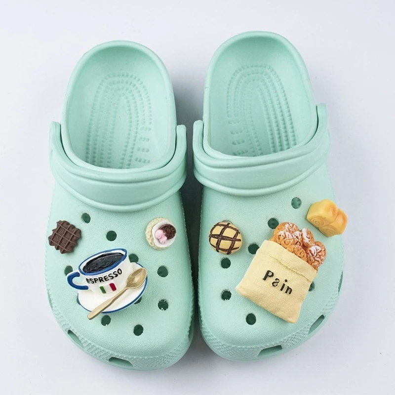 

Симпатичные подвески для обуви с имитацией еды, дизайнерские милые универсальные дизайнерские подвески «сделай сам», весь комплект, качественные сандалии, украшения, новинка лета