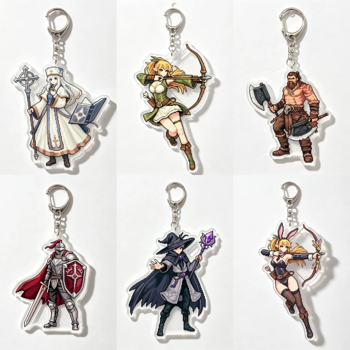 6cm Task Bar Hero TBH Acrylic Keychain Slayer Mage Priest Anime Keyring Charm Character Figure Hanging Ornaments Holder Pendants