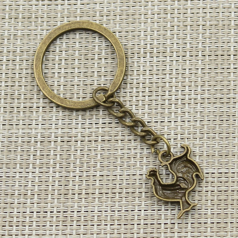 New Fashion Keychain 22x18mm Cock Pendants DIY Men Jewelry Car Key Chain Ring Holder Souvenir For Gift