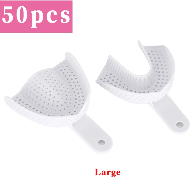 50 Pair /set Disposable Dental Impression Plastic Tray Dental Impression Plastic Tray Teeth Holder Oral Care Dentist Tools