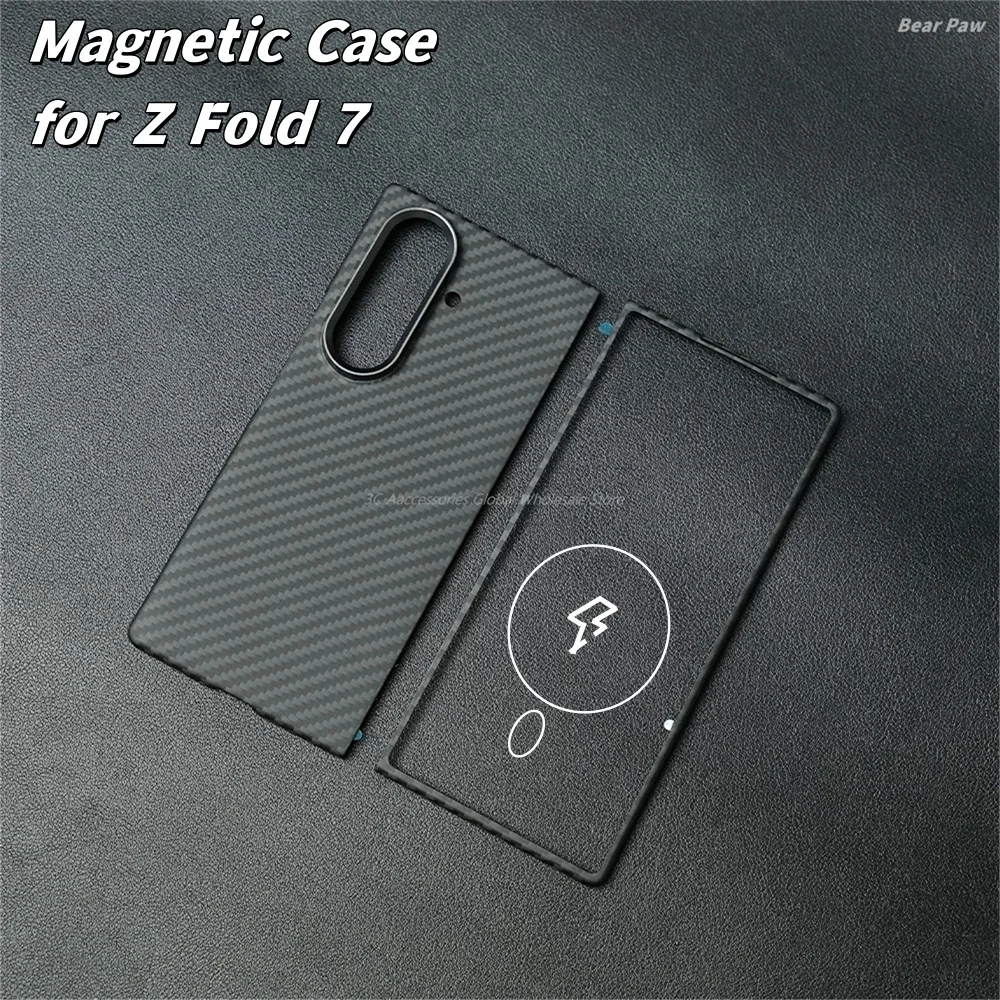Kevlar Carbon Phone Cases for Z Fold 7 Cover Aramid Carbon Fiber Cover for Samsung Galaxy Z Fold 7 Carbon Fiber Magnetic Case