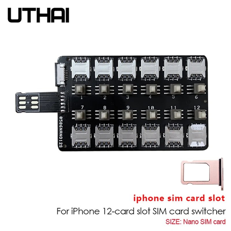 T13 12 Card Slot SIM Card Adapter Multi SIM Card Reader for Android Smartphone Mini SIM Nano Sim Card Reboot-Free Switch