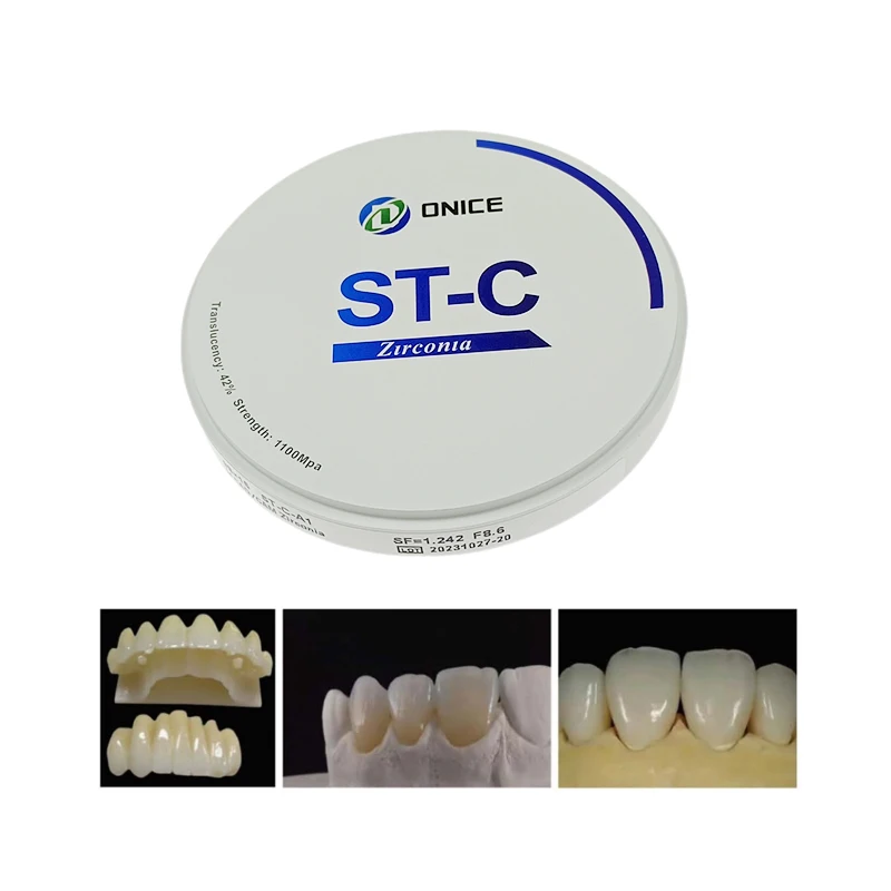 

ONICE ST-C Dental Cad Cam Ceramic Block Dentistry Lab Preshaded Zirconia Disc Block Translucency 42% 1100MPa for Veneer Crowns