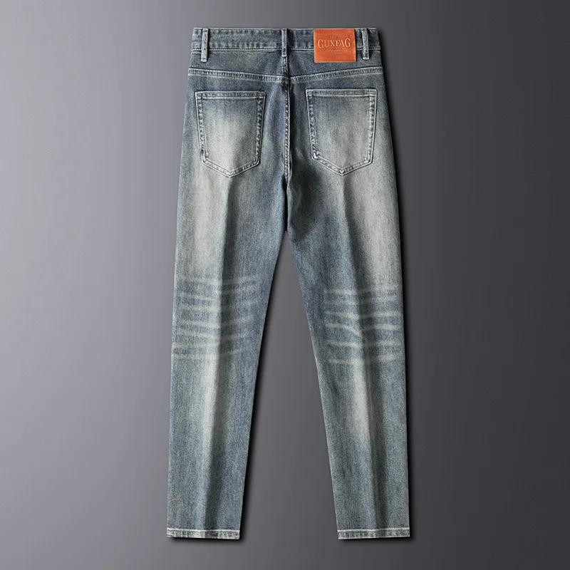 2024 High-End Affordable Luxury Jeans Men's Business Slim Fit Skinny High Stretch Casual All-Match Fashion Pants