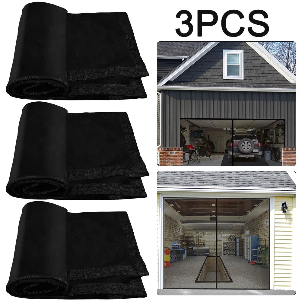 

2pcs Seamless Retractable Garage Door Curtain Mosquito Netting Anti Bug Fly Insect Mesh Screen for Pavilion Balcony Outdoor Tent