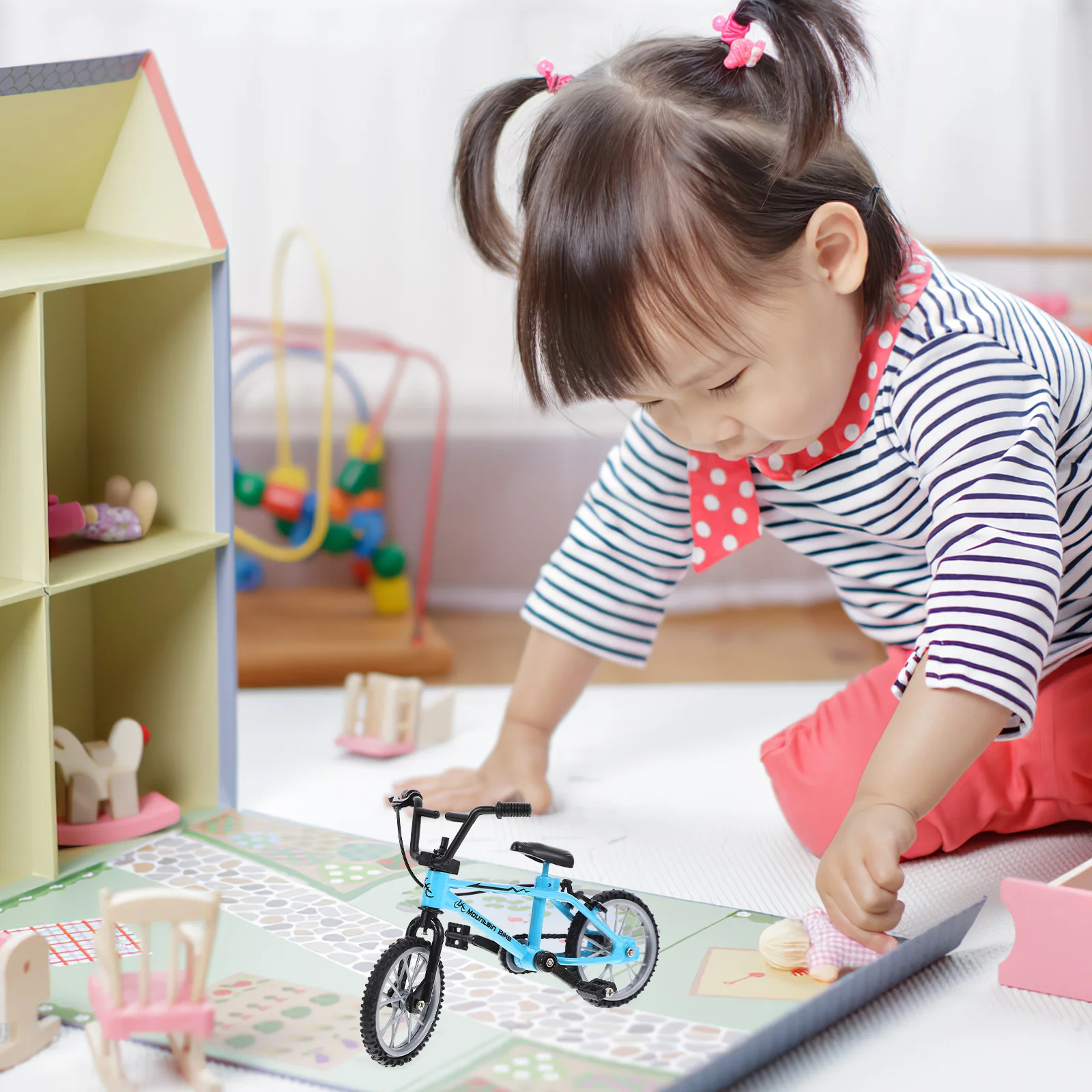 Miniature Bicycle Realistic Mini Bike Sturdy Metal Simulation Mountain Bike Photo Prop Mini House Micro Landscape Decor