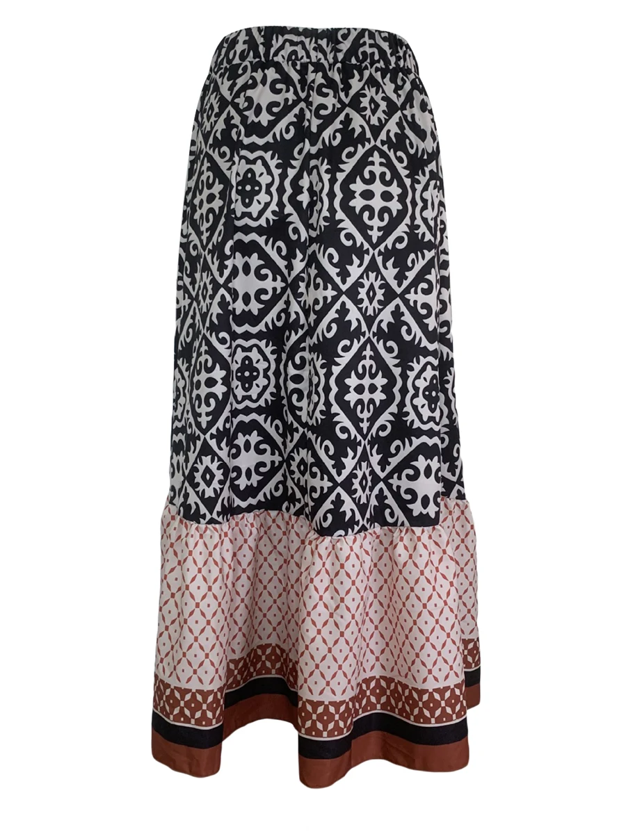 Dames Zomer Bohomian Elastische Hoge Taille Boho Maxi Rok Casual Trekkoord 3 Gelaagde Ruches A Line Lange Rokken