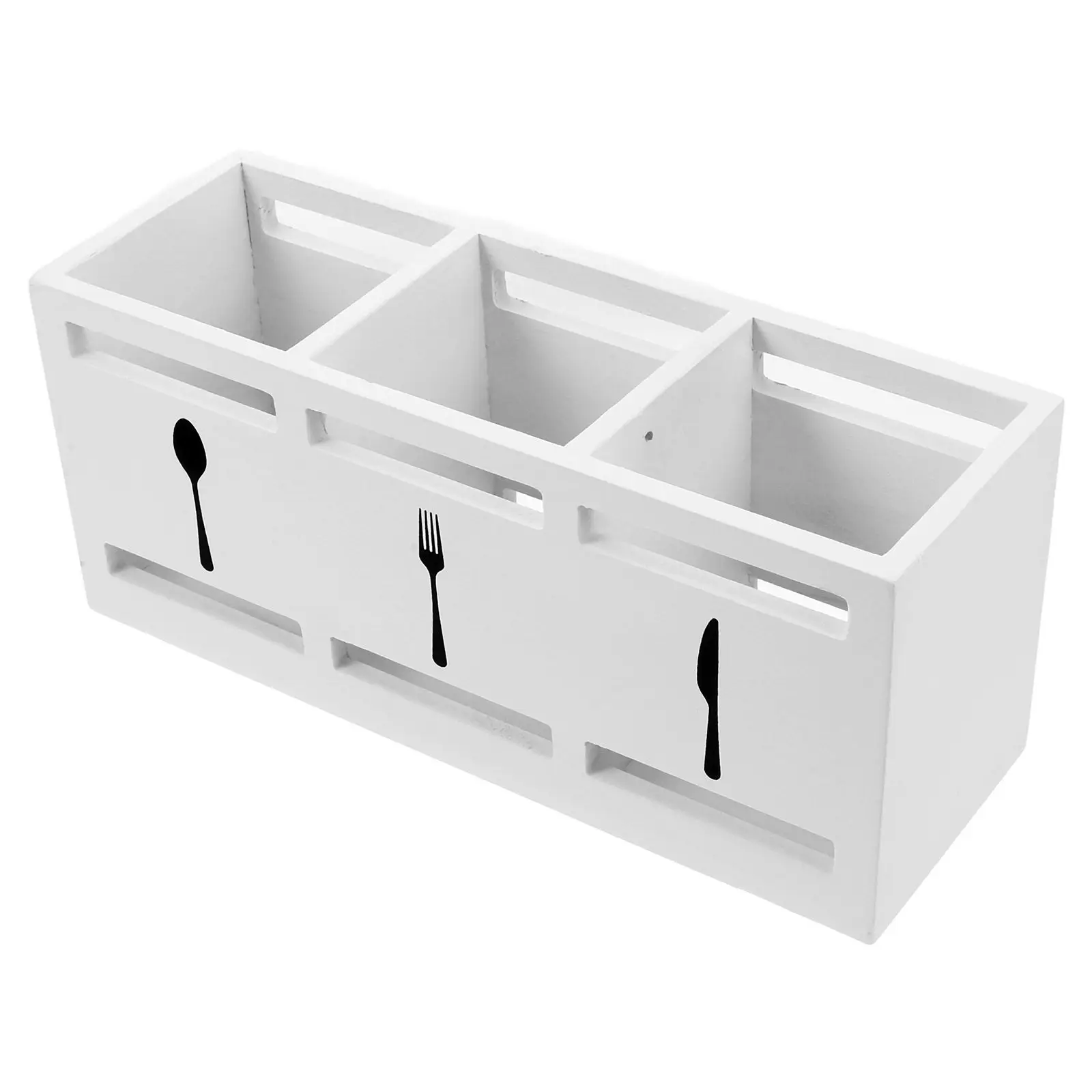 Wooden Tableware Rack Cutlery Holder 3 Section Divider Knife Fork Chopsticks Organizer Large Capacity Kitchen Utensil Storage