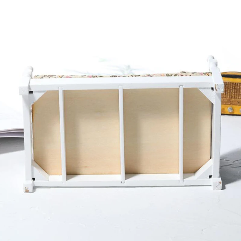 1:12 casa de muñecas en miniatura, cama de juguete blanca, muebles, dormitorio, casa de muñecas