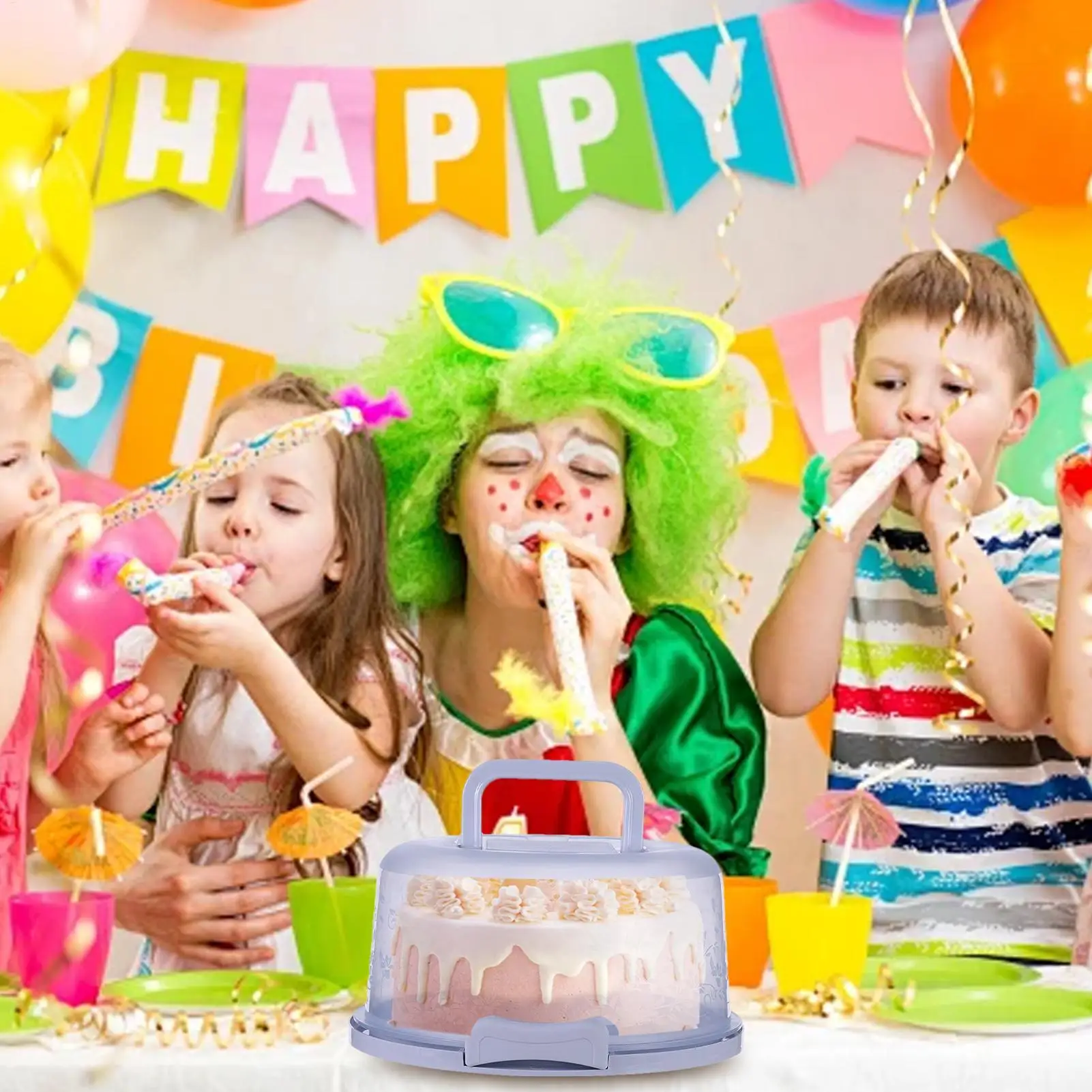 Cake Carrier With Lid And Handle Travel Cake Carrier Transparent Dome Dust prevention Reusable Airtight Box With sealing buckle