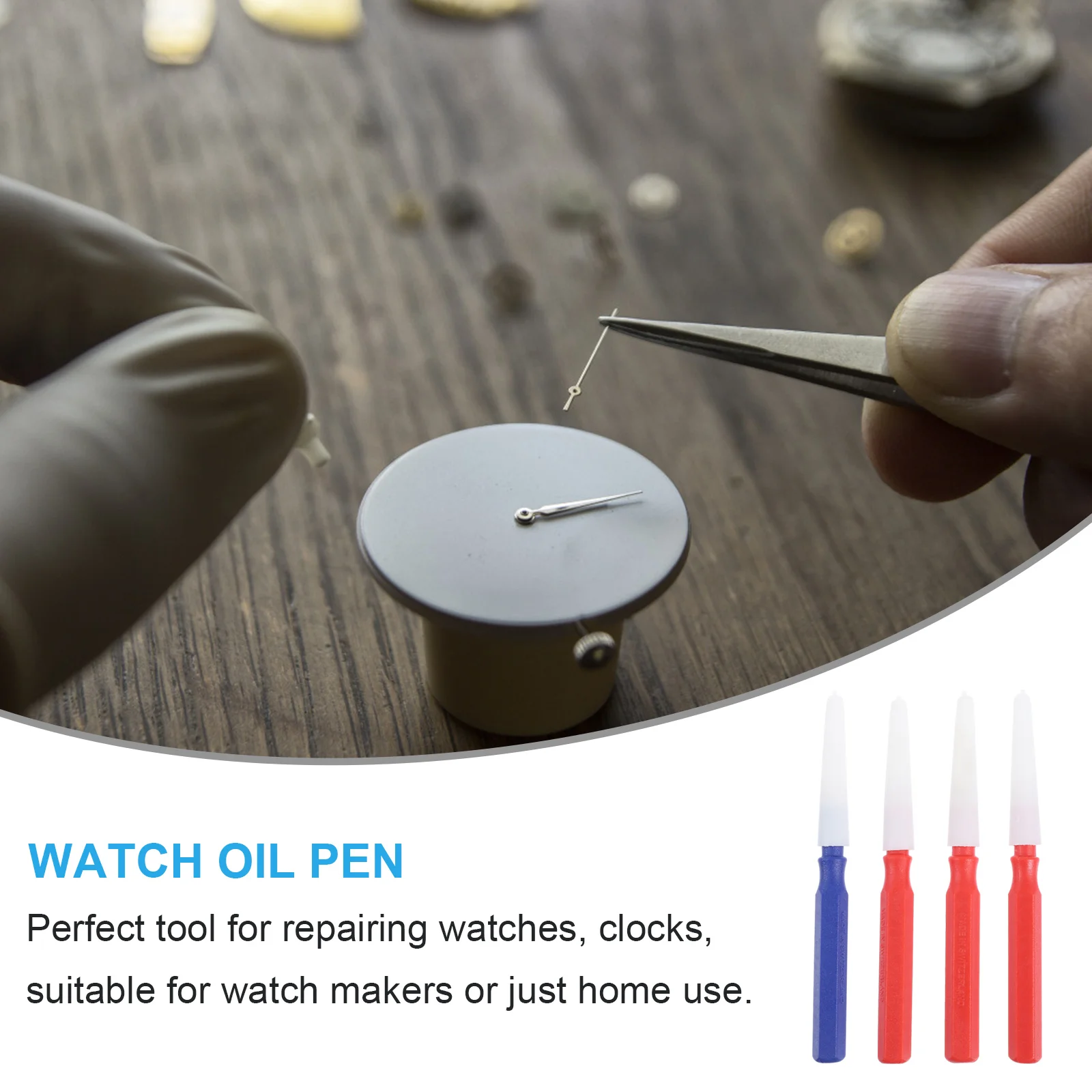 4 Pcs Watch Oiler Pen Plastic Material Service Time Professional Tool for Watchmakers Small Size Light Weight Extra Fine