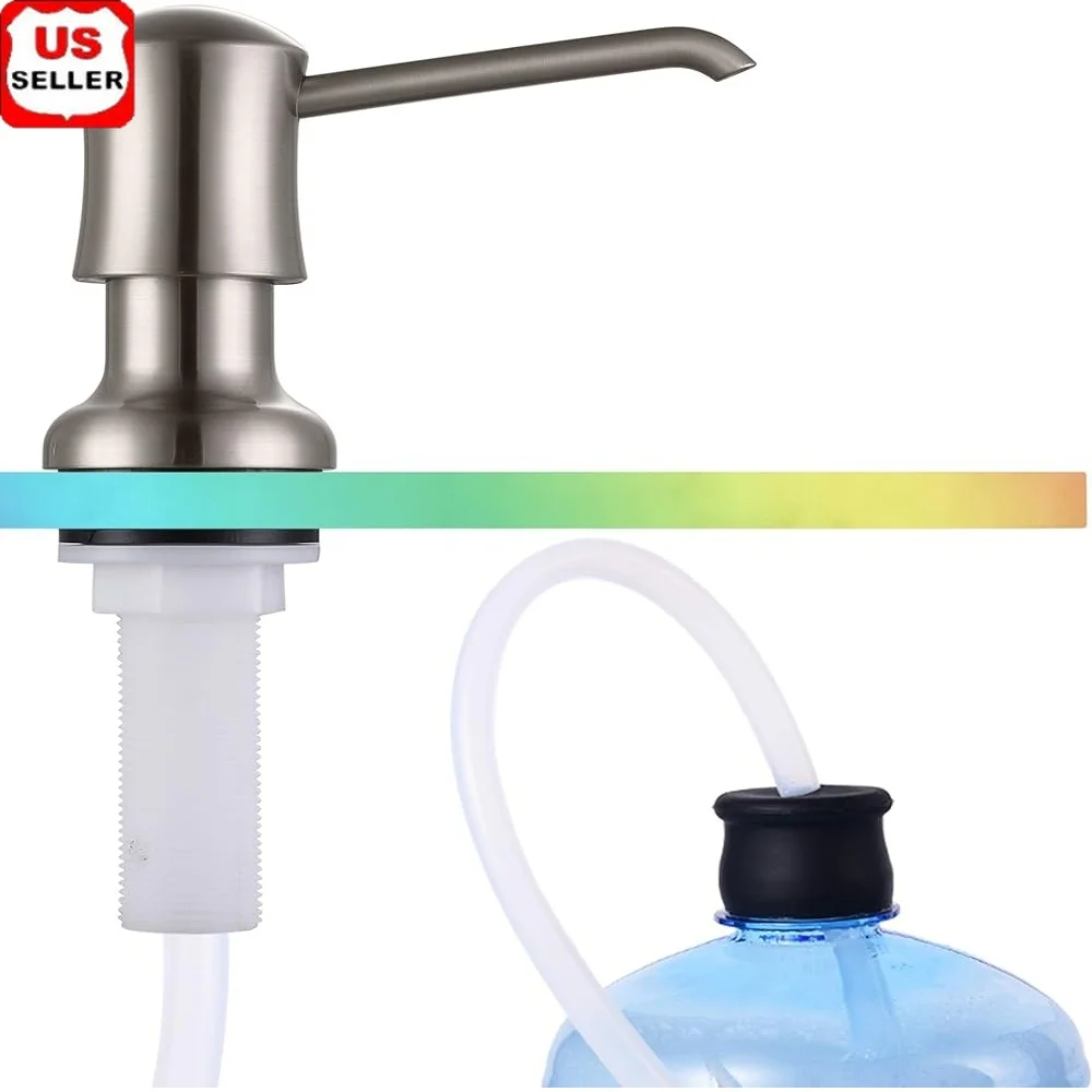 

Дозатор для мыла для кухонной мойки Насос из матового никеля с силиконовой удлинительной трубкой 40 дюймов и двумя пробками для бутылок в комплекте