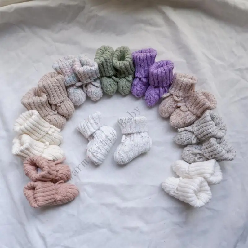 

1 Pair Autumn Winter Knitted Cotton Baby Short Socks Soft Knitted Warm Newborn Socks Leg Warmers For 0-6 Months Baby First Socks