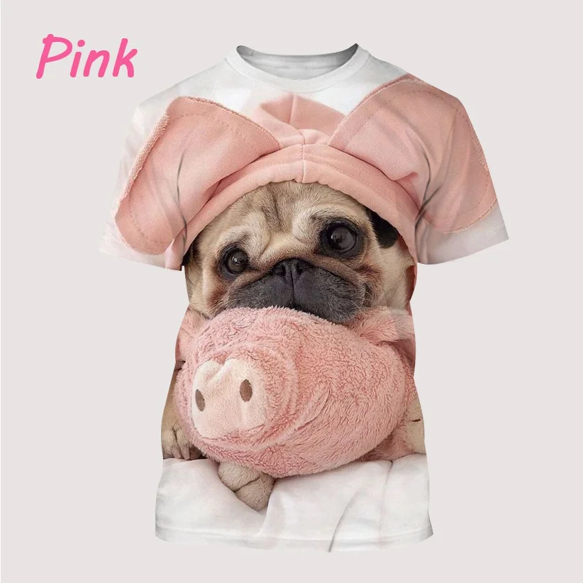 Unisex Men\'s T-shirt New Fashion Pug 3D Printed Short Sleeved T-Shirt Casual Personality Cool Sports T-shirt