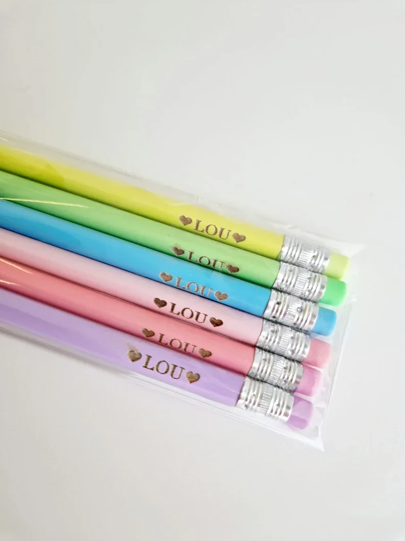 6pcs Personalised Name Pencils Laser Custom Engraved Pencils Back To School  Birthday Gift Teacher Student School Class Supplies