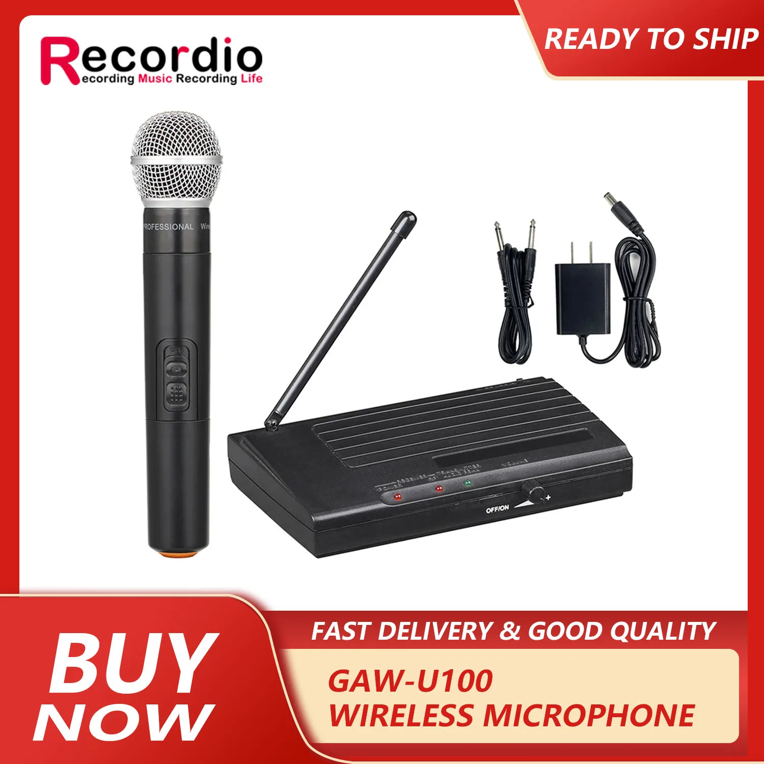 GAW-U100 المهنية UHF واحد إلى واحد ميكروفون لاسلكي محمول باليد مناسبة لأداء المؤتمر KTV