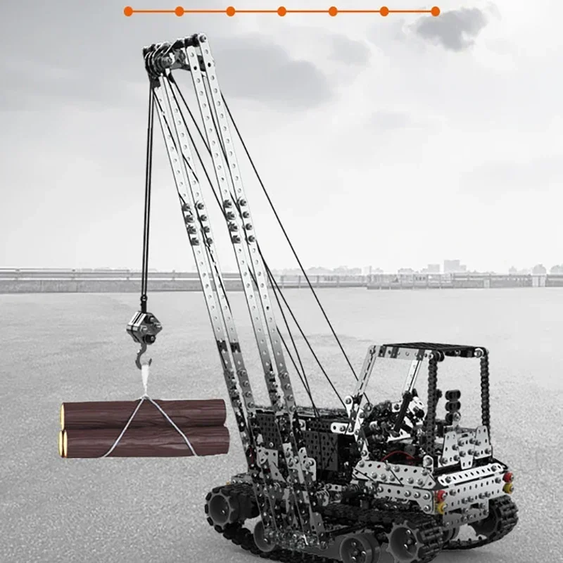 DIY 금속 RC 크레인 전동 호이스트 트럭 자동차 2.4G 10채널 리모컨 중장비 크레인 스틸 조립 장난감 어린이 소년 선물