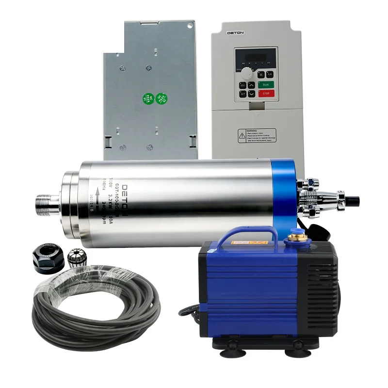 DETON Water-Cooled Spindle Motor Set 3.2KW ER20 220/380V Spindle Inverter Fixture Combination For CNC Milling Machines