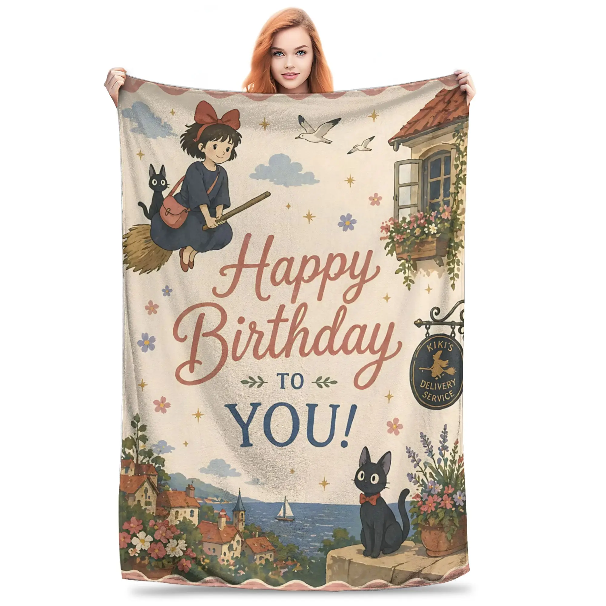 1PC home Cutecore Anime Kiki’s Delivery Service  Blanket Super Cosy Plush Home Living Room Sofa halloween
