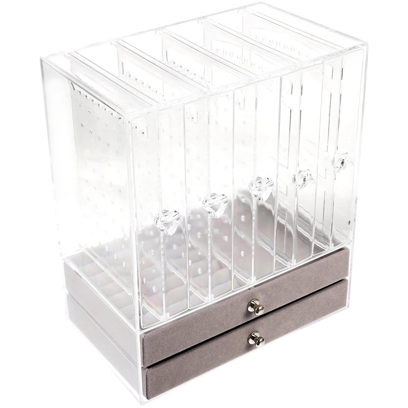 

Acrylic Jewelry Storage Box Drawer Type Earrings Organizer Rings Necklace Container Display Stand for Household