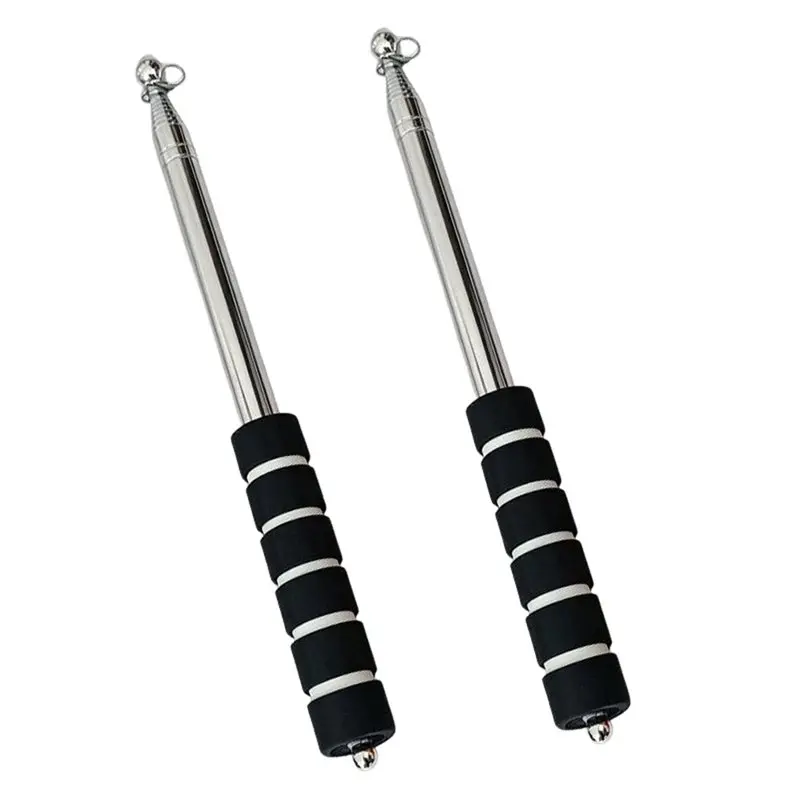VEHO-2Pcs Telescopic Handheld Flagpole Stainless Steel Extendable Tour Guide Flag Pole Collapsible Outdoor Display Staff