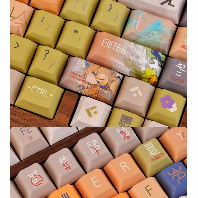 Millet Song Keycaps Custom PBT Sublimation Cherry Profile Key Cap 130keys Cute Cartoon Anime Point Key Caps for Gamers Design