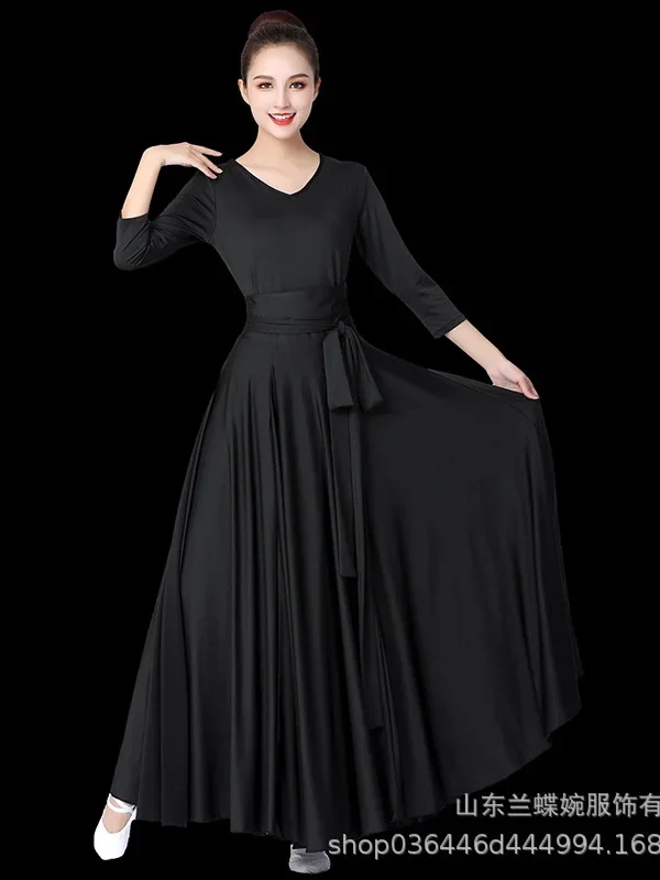 Flamenco Skirt For Women Spanish Dance Skirt Belly Dance Long Dress Big Swing Skirt Gradient Color Performance Gypsy Dress