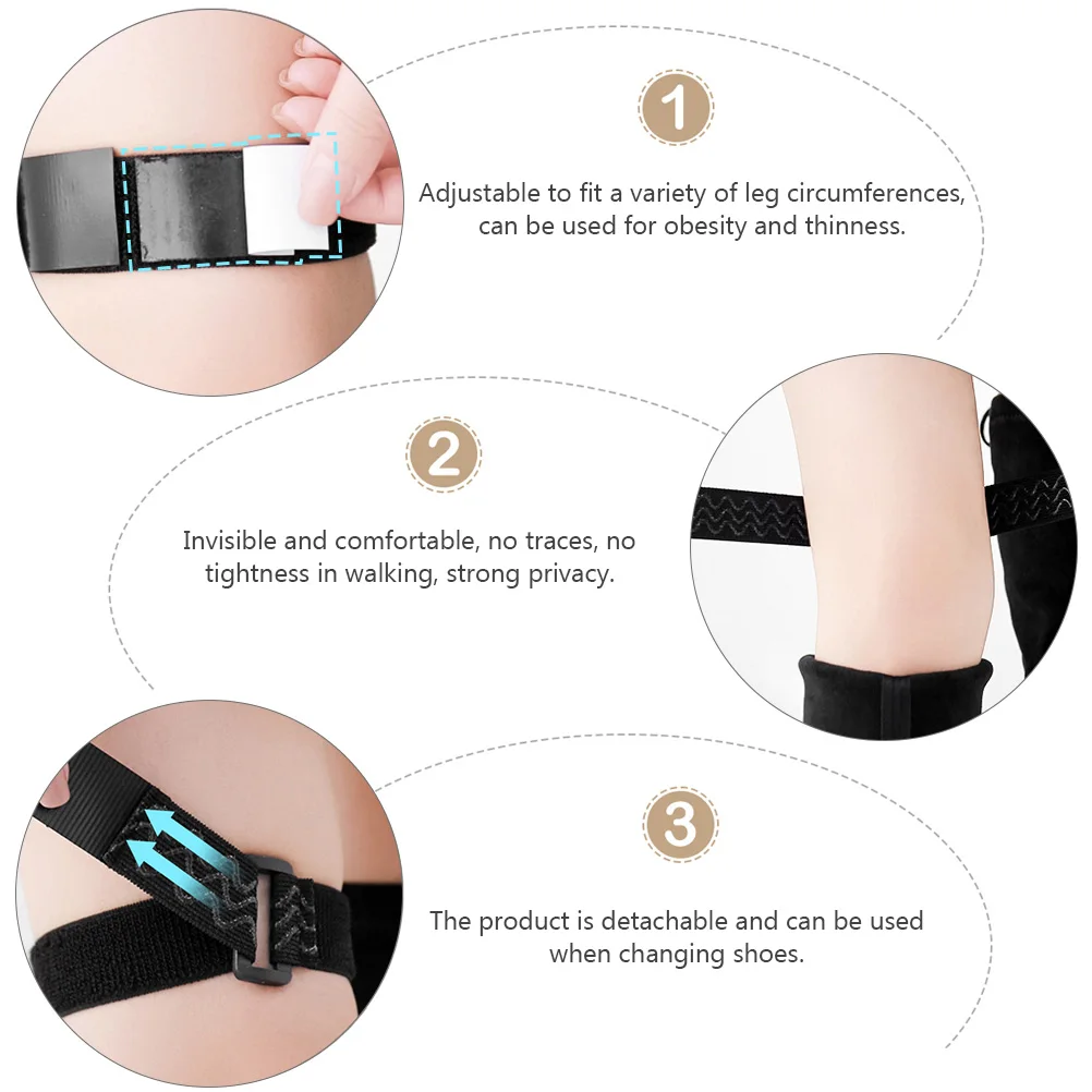 

Anti-fall Boots Adjustable Straps Self-adhesive Knee Elastic High Black Accessory